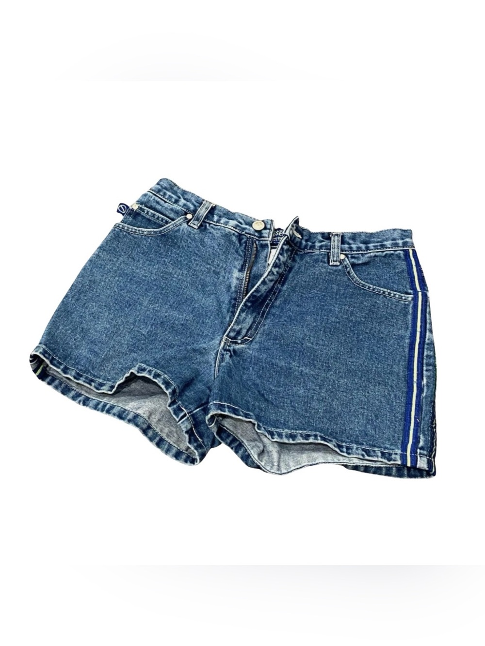 Vintage 1990's 90's No Excuses Denim Shorts Green Stripe Size 9/10 Women Medium